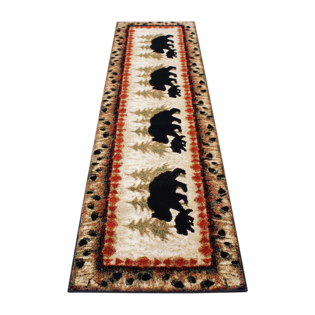 Masada Rugs Cabin/Lodge Theme Area Rug with Bear and Cub Scene